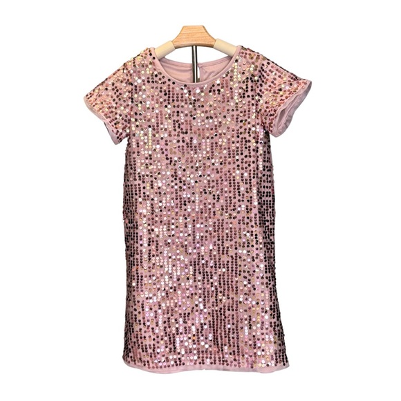 Girls’ Sequin Shift Dress – Vintage Pink – Size Large (10-12) - Valentine’s Day - Picture 3 of 10
